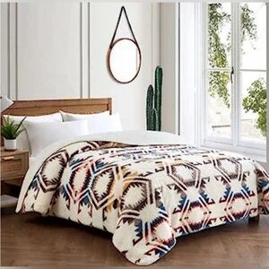 Pendleton Peak Canyon Sherpa Fleece Queen Size Multicolor Reversible | Fall Cozy
